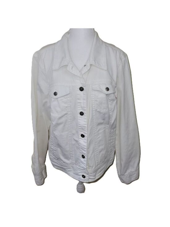 Indigo Jackets & Blazers - Great Northwest White Jean Jacket Mid Weight Cotton/Spandex Denim Women's SZ M